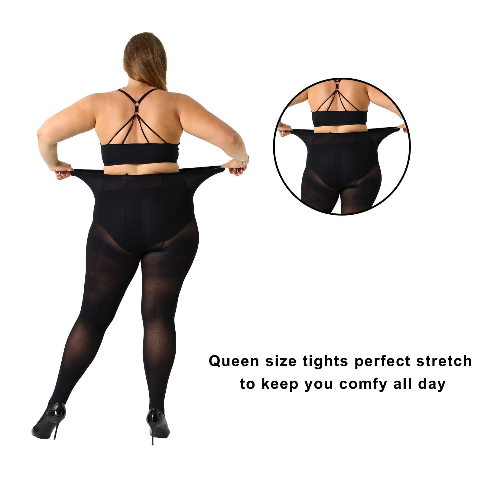 MANZI 2 Pack Plus Size Tights for Women 70D Queen Size Tights